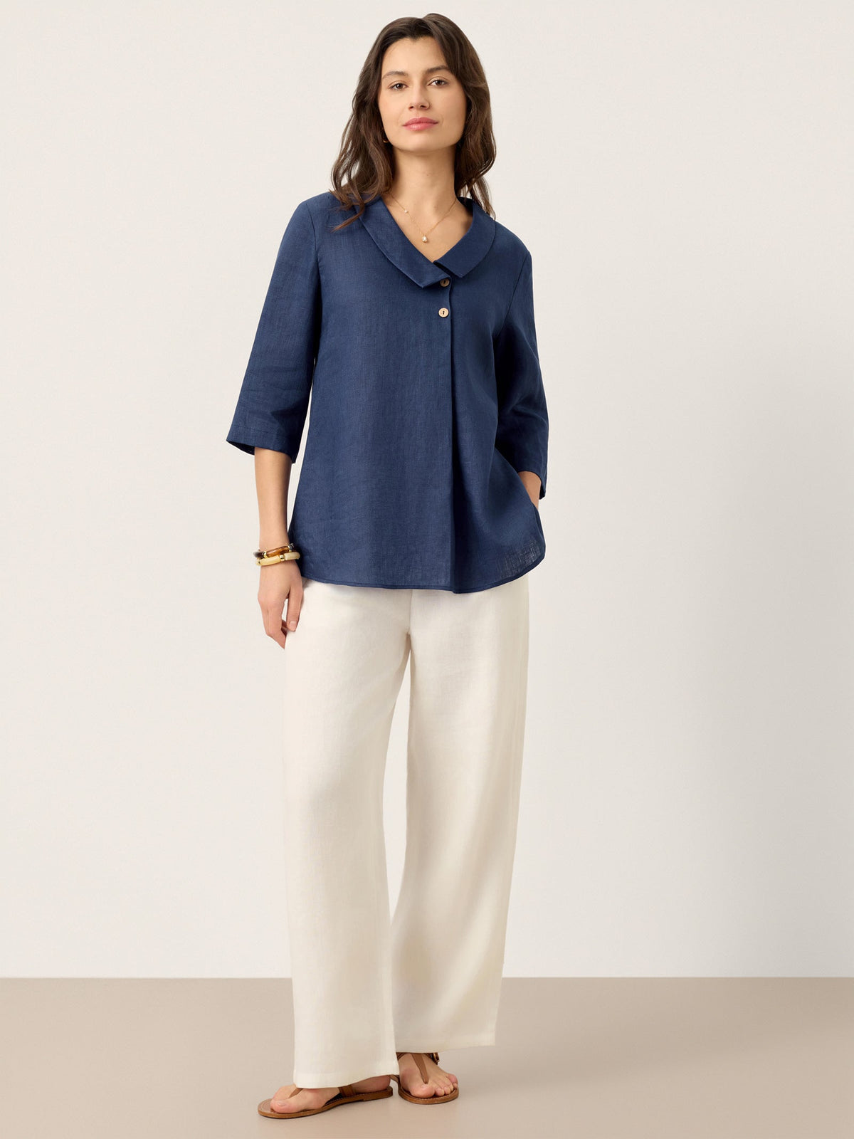 OTTILIE Asymmetric 100% Linnen top