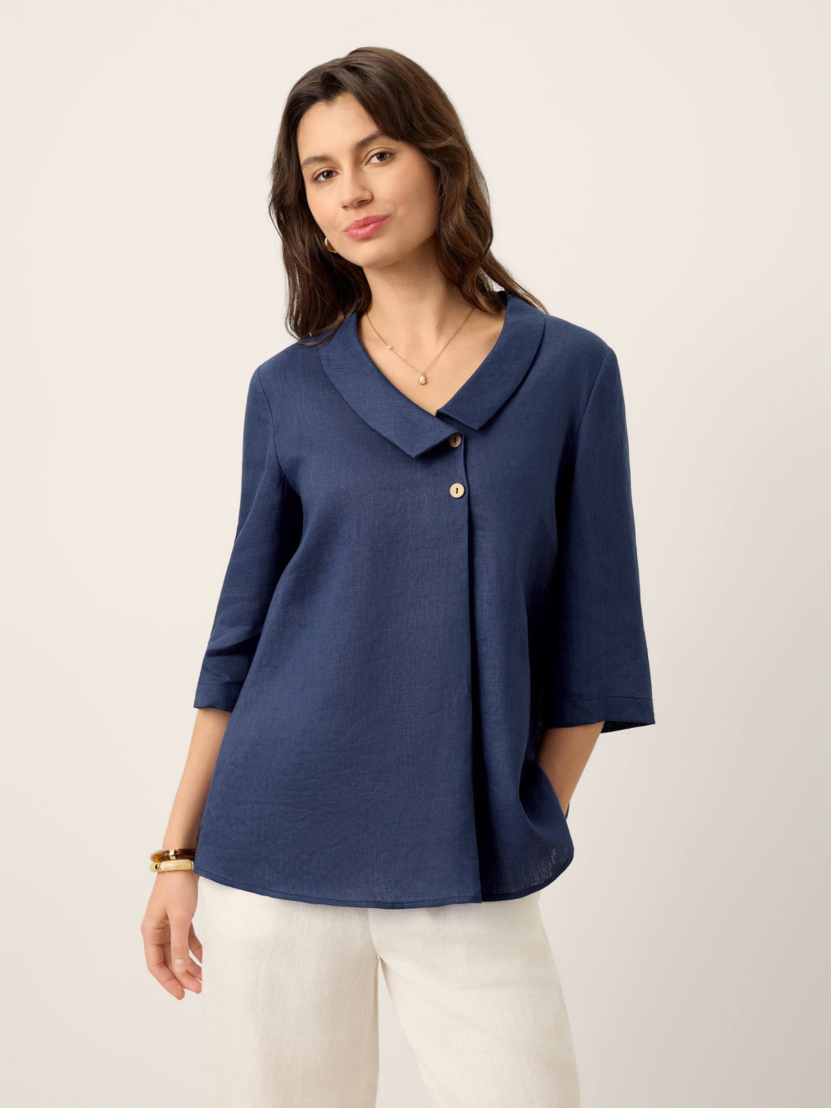 OTTILIE Asymmetric 100% Linnen top