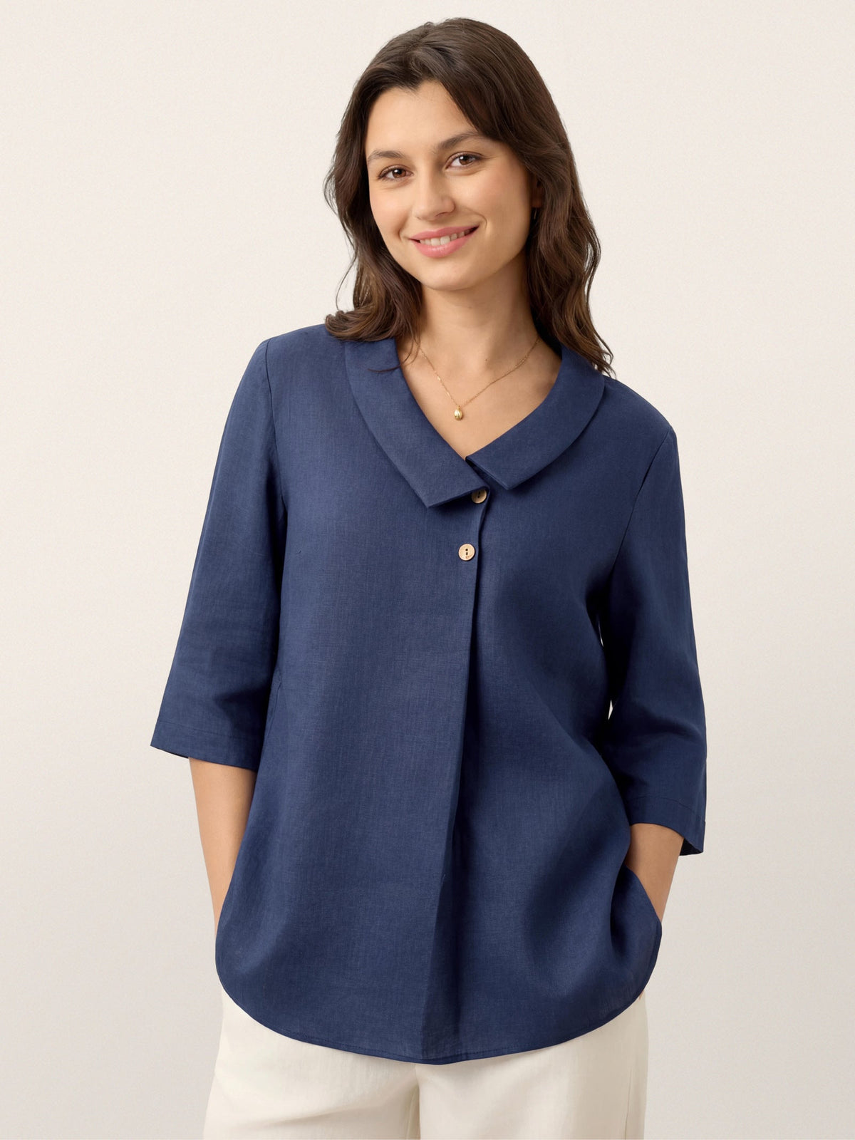 OTTILIE Asymmetric 100% Linnen top