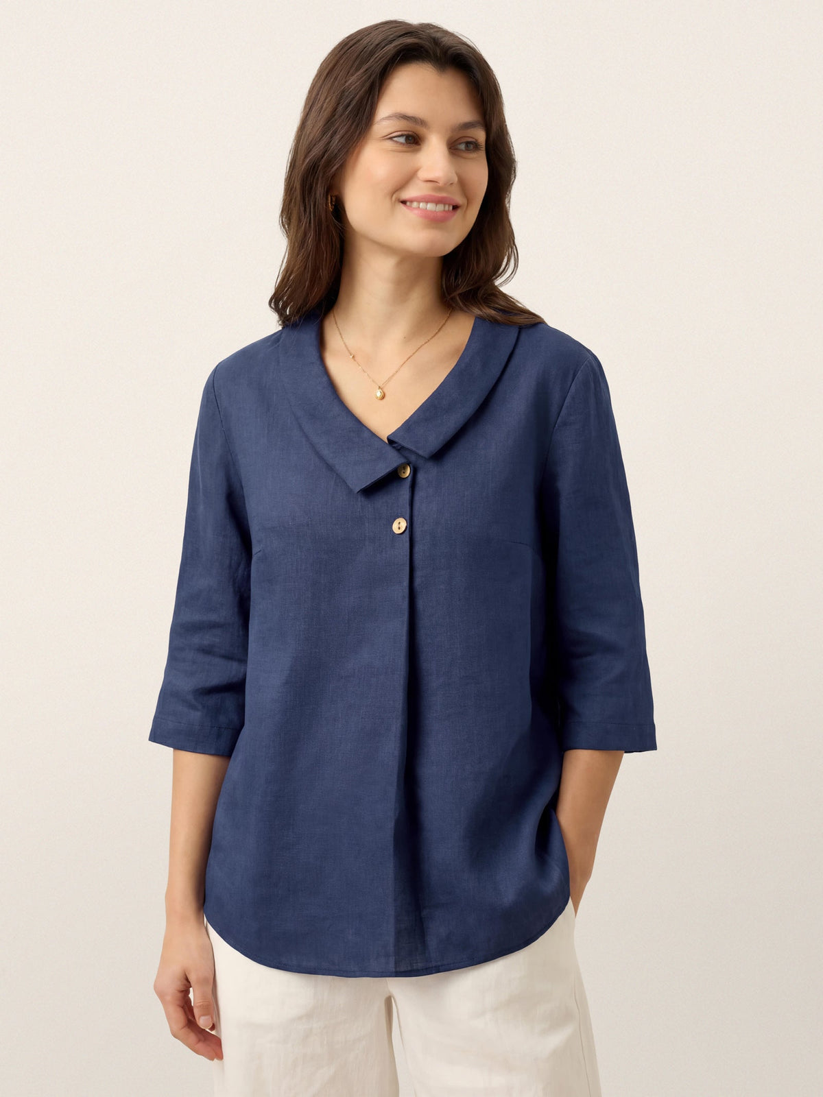 OTTILIE Asymmetric 100% Linnen top