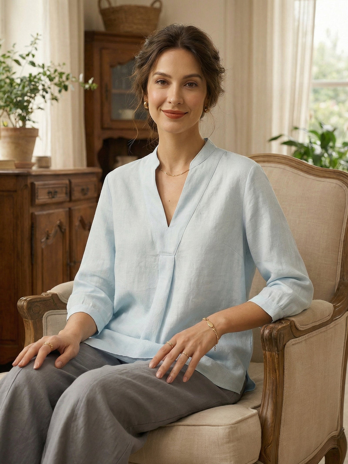 JOANNA 100% Linen Dress Shirt