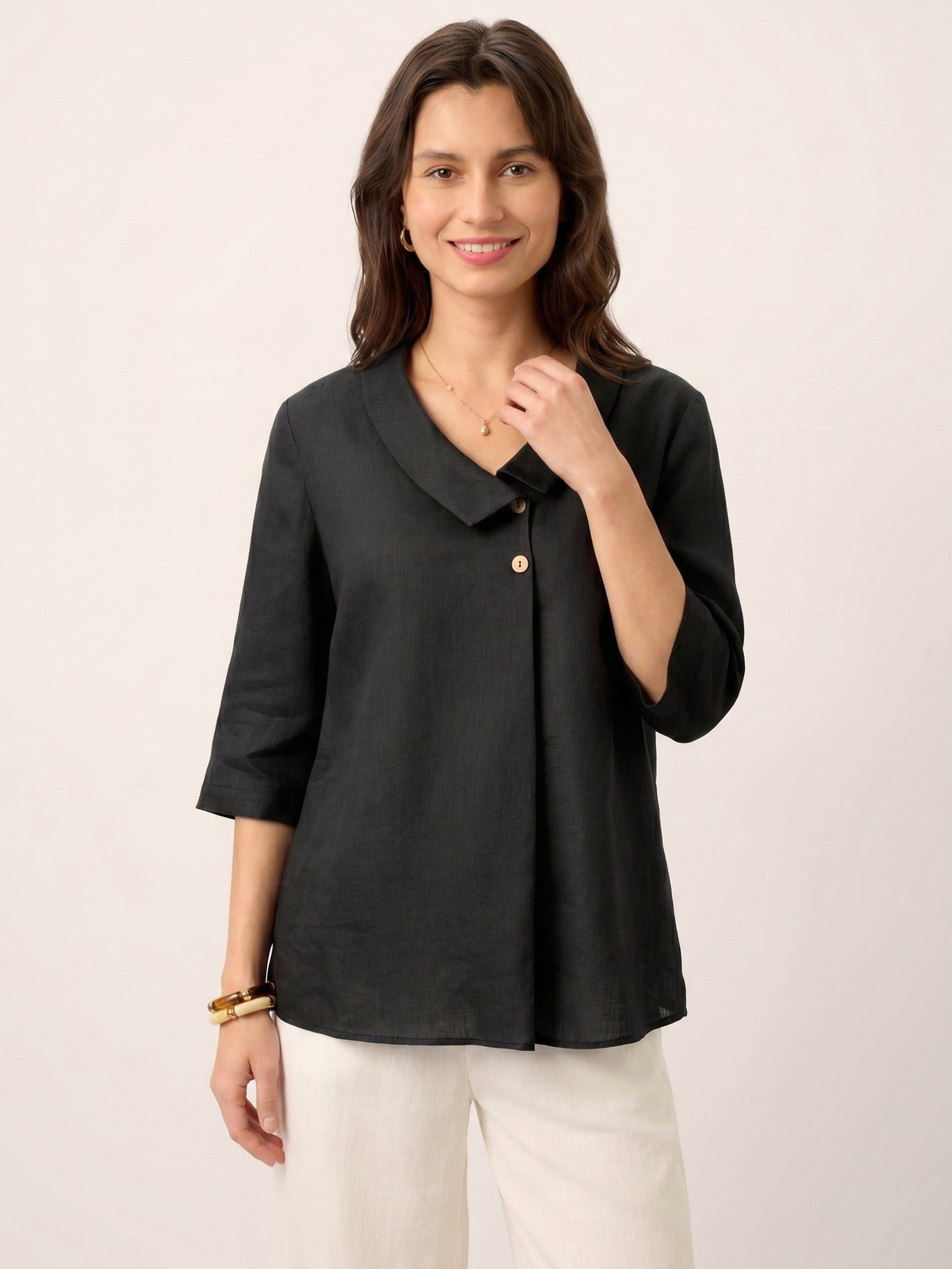 OTTILIE Asymmetric 100% Linnen top