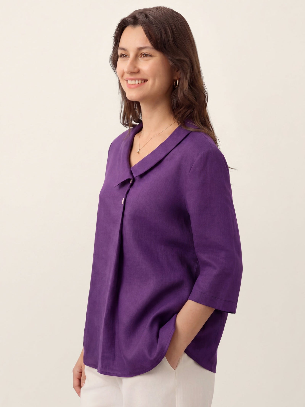 OTTILIE Asymmetric 100% Linnen top