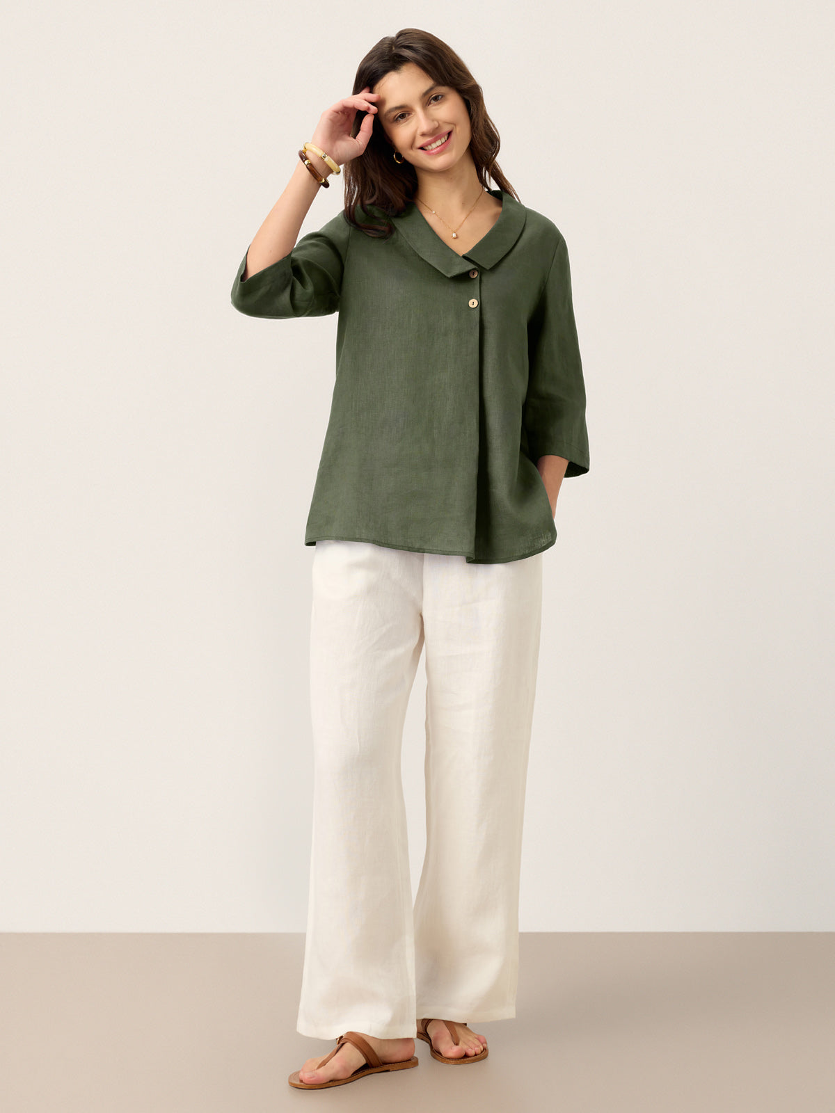 OTTILIE Asymmetric 100% Linnen top
