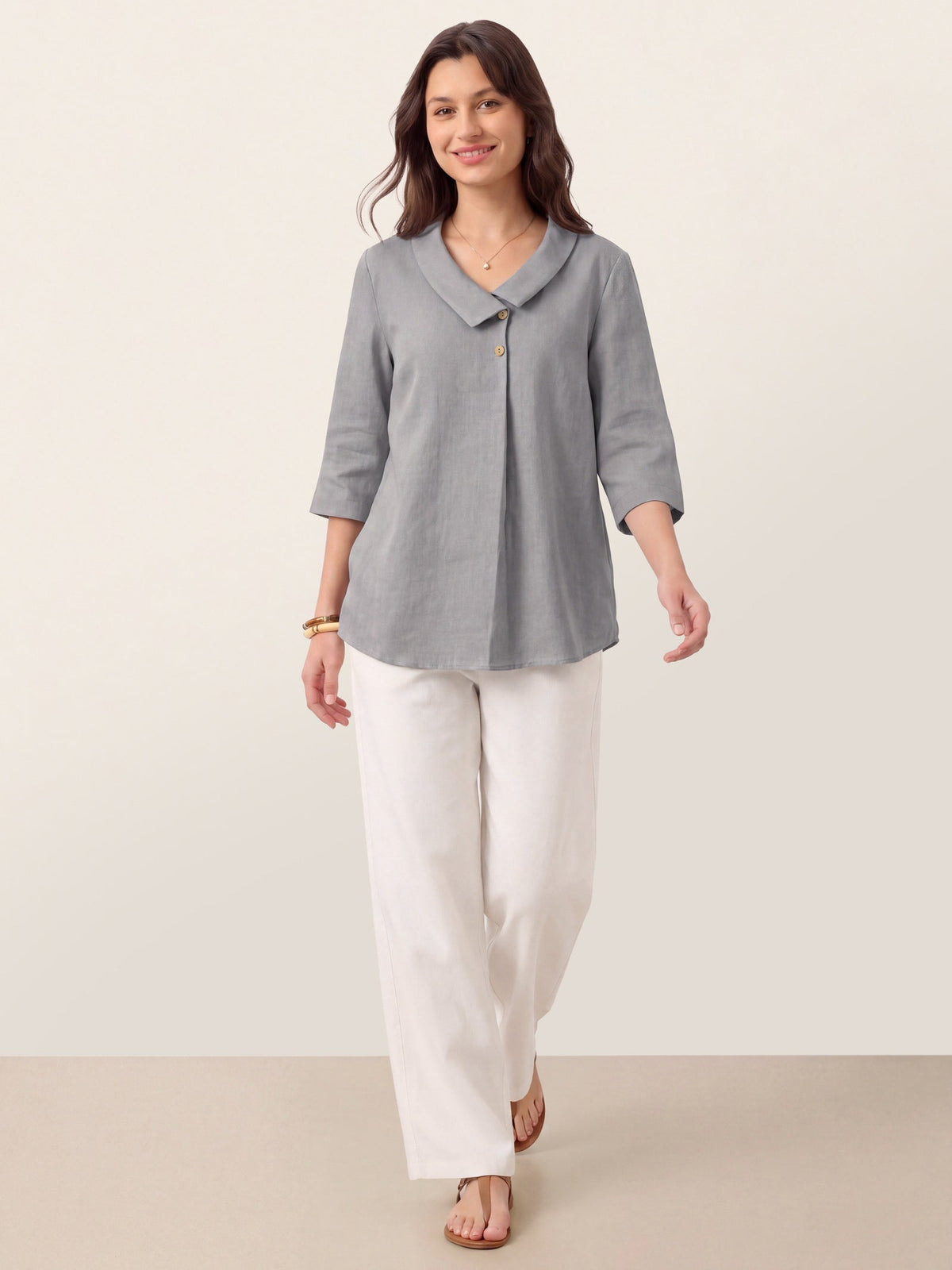 OTTILIE Asymmetric 100% Linnen top
