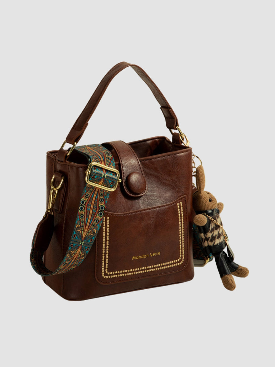 WLS Retro Textured Niche Crossbody Bucket Bag