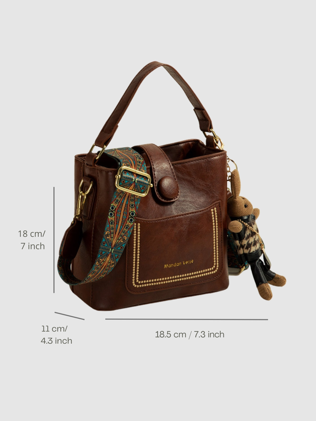 WLS Retro Textured Niche Crossbody Bucket Bag