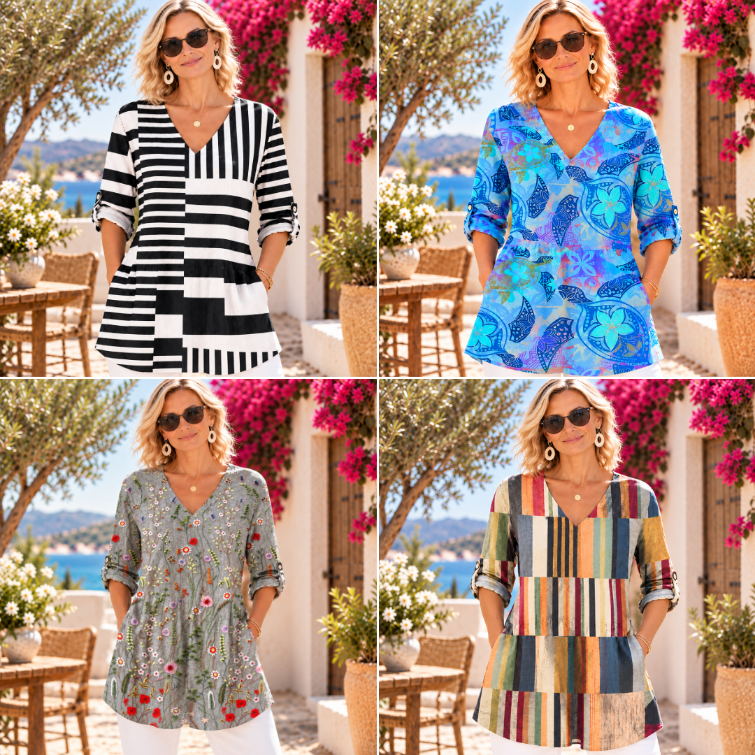 April | Printed V-Neck Blouse