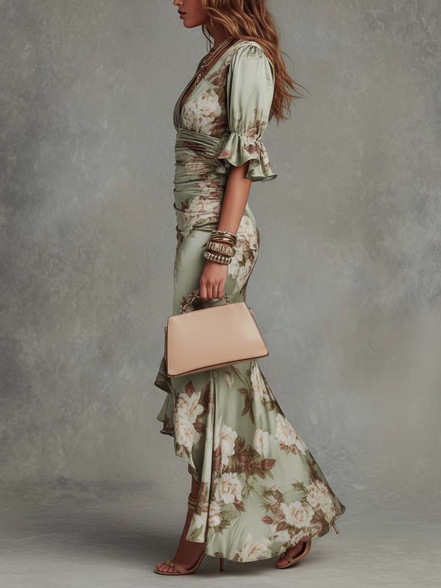 OKTAWIA | Satin with Flared Sleeve