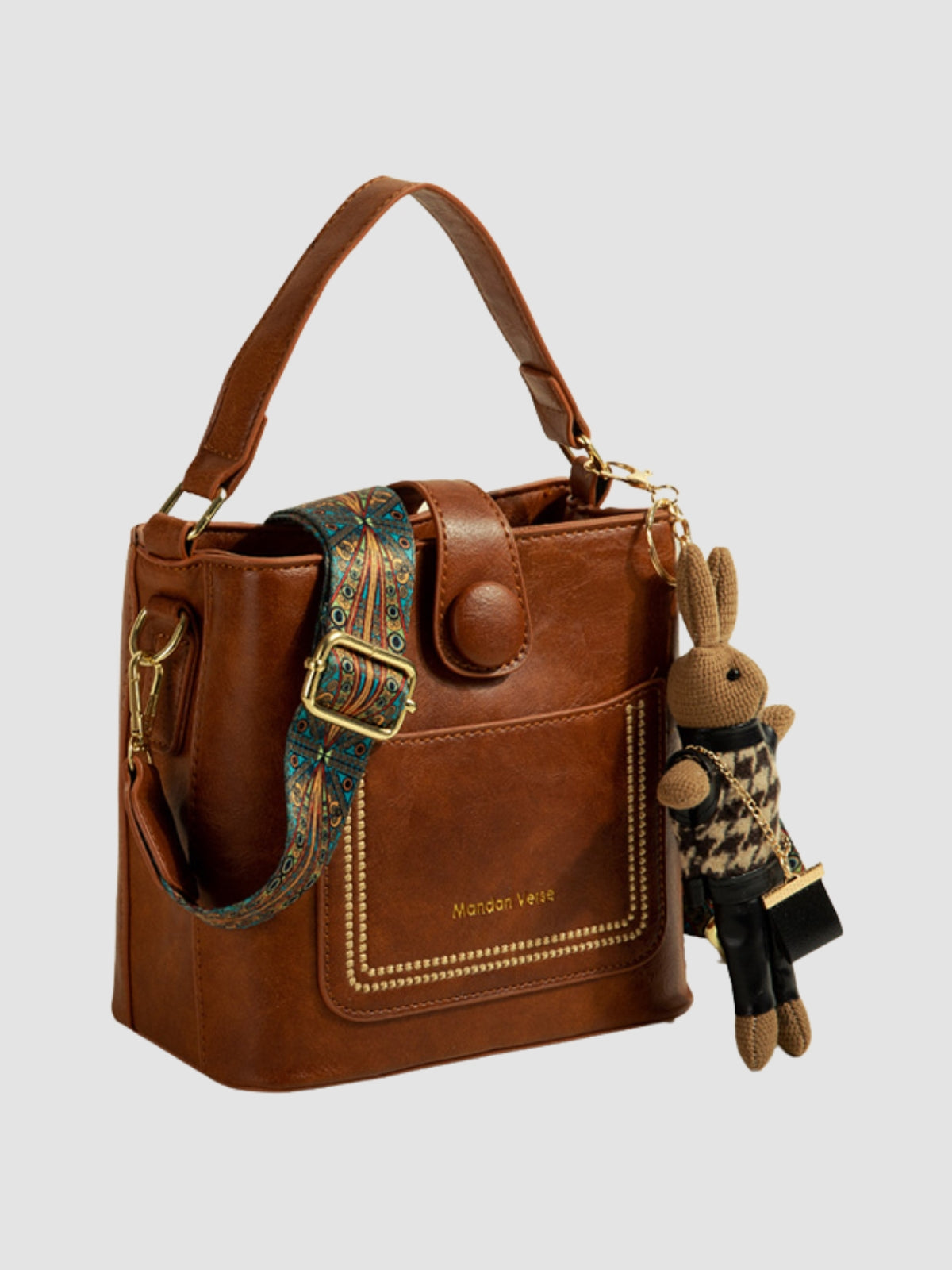 WLS Retro Textured Niche Crossbody Bucket Bag