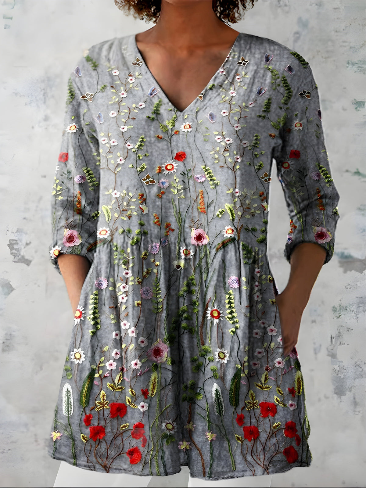 April | Printed V-Neck Blouse