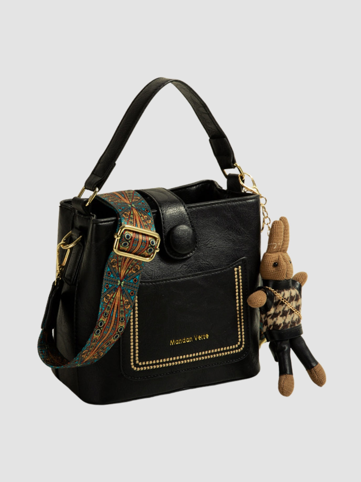 WLS Retro Textured Niche Crossbody Bucket Bag