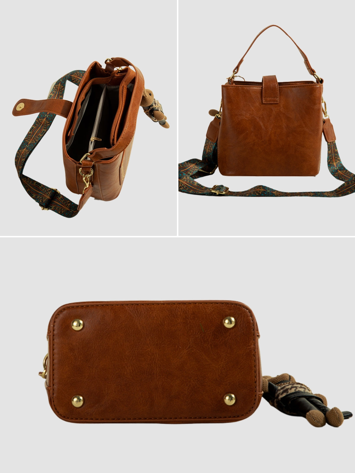 WLS Retro Textured Niche Crossbody Bucket Bag