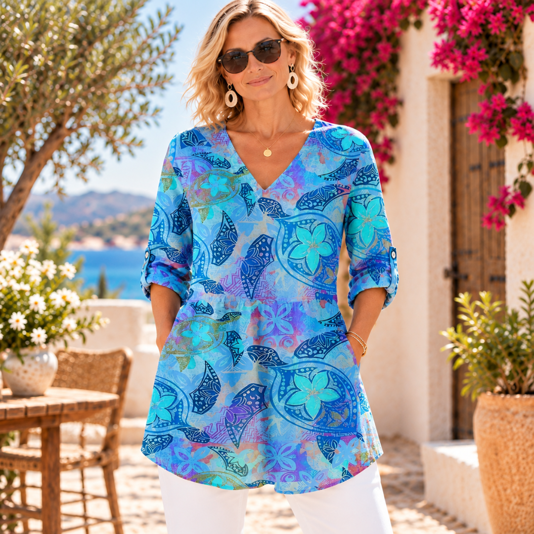 April | Printed V-Neck Blouse