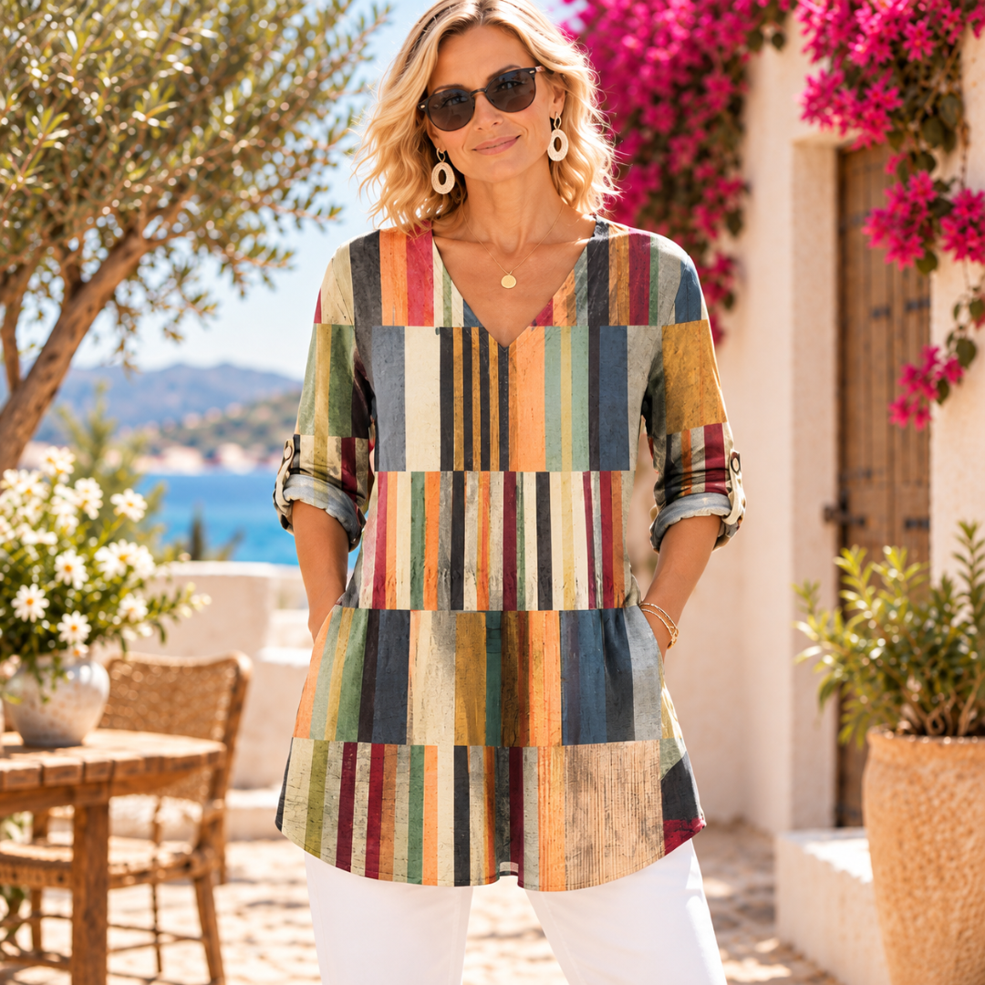 April | Printed V-Neck Blouse