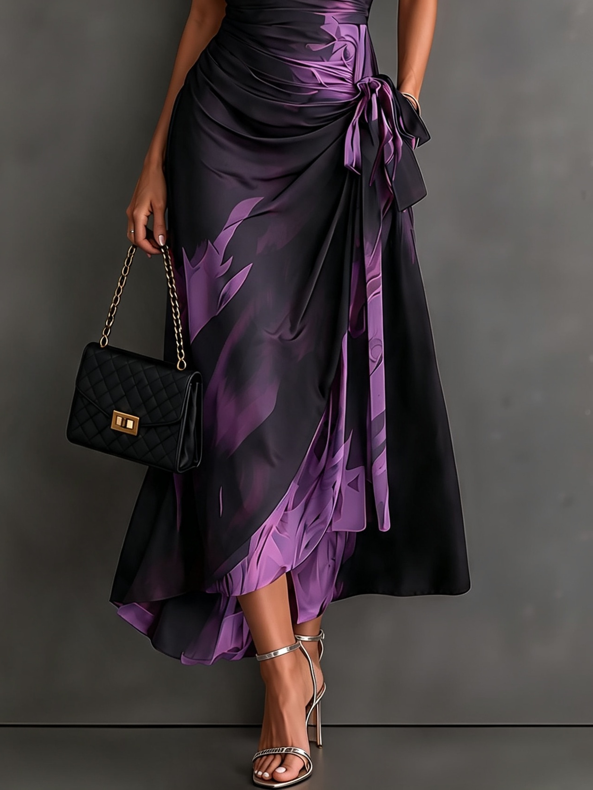 Red Abstract Wrap Dress