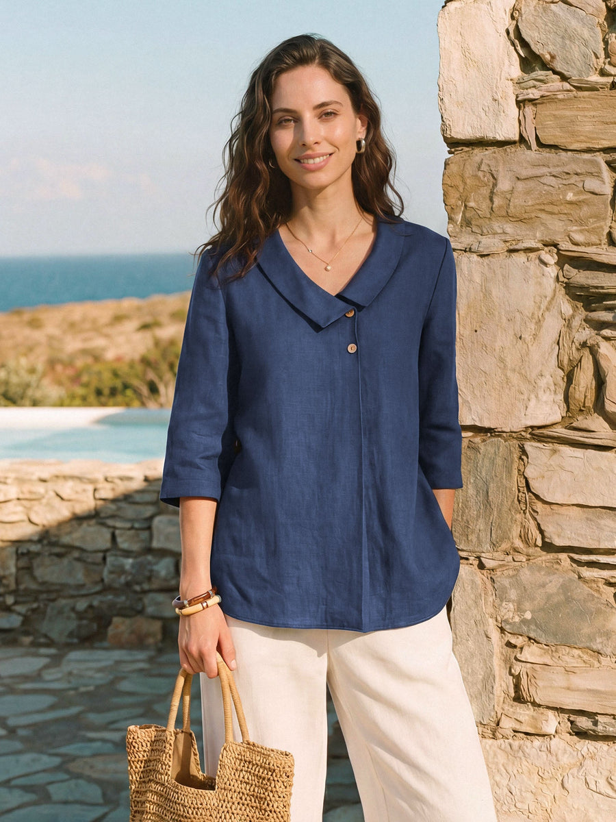 OTTILIE Asymmetric 100% Linnen top