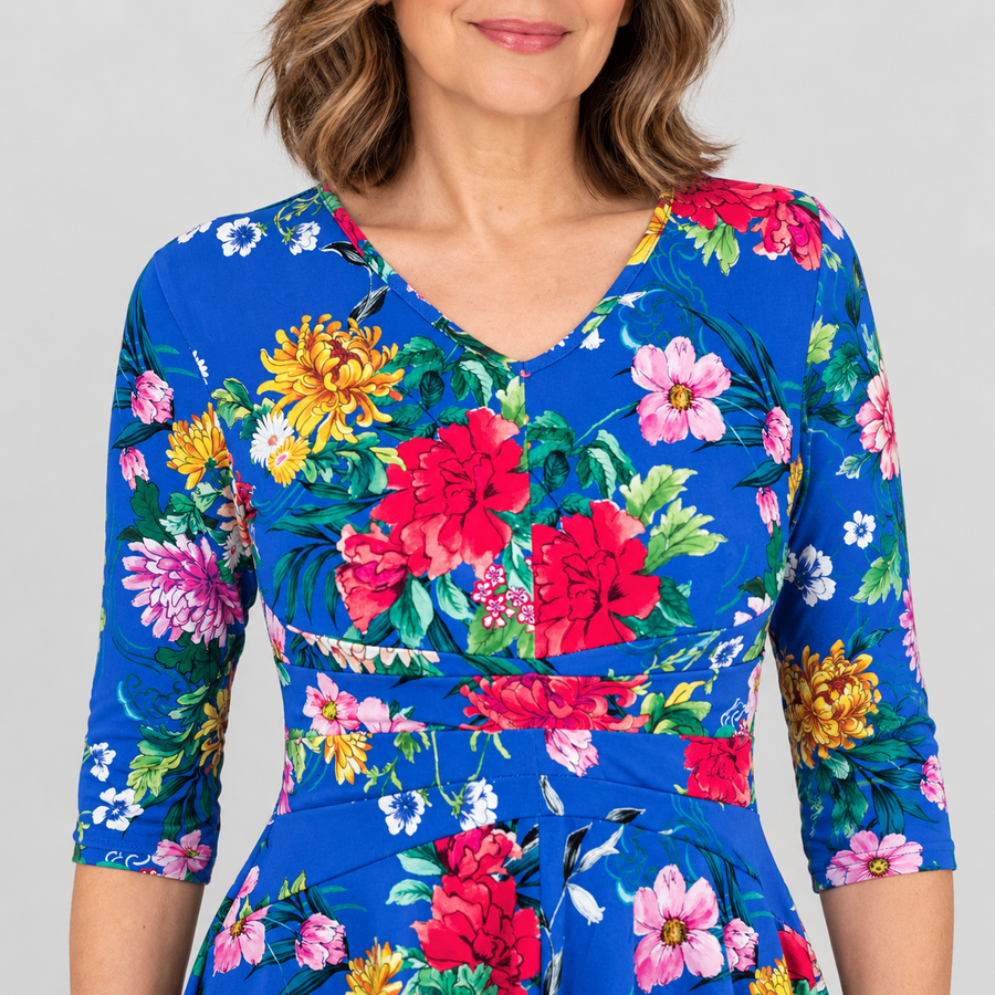 Cleo Dress in kasumi cobalt